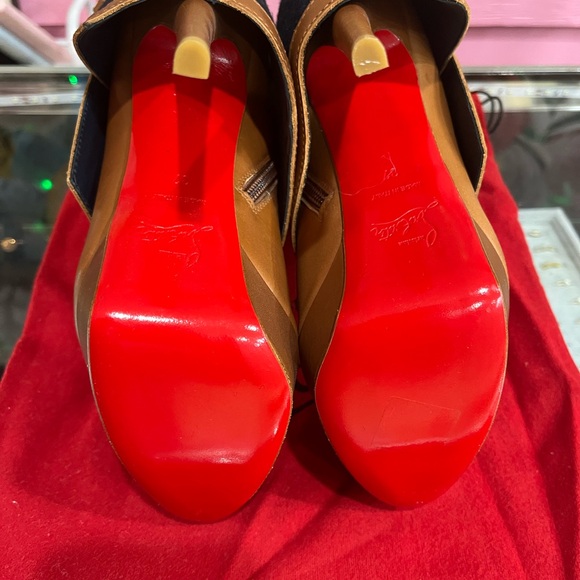 Christian Louboutin Black and Tan Ankle Boots - Picture 2 of 6